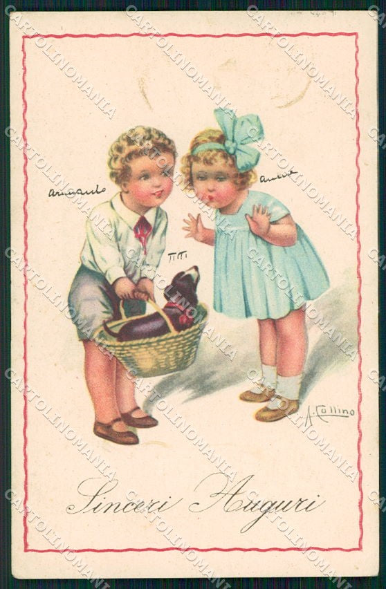 Artist Signed Collino Children PIEGHINE cartolina XP9509 – fronte