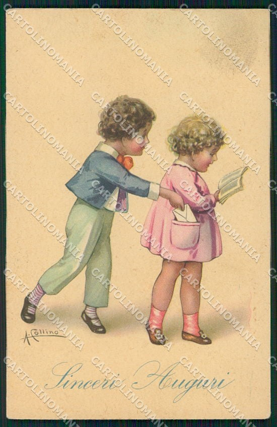 Artist Signed Collino Children cartolina XP9510 – fronte