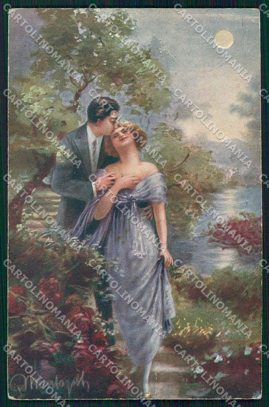 Artist Signed Montaguti Romantic Couple serie 302 cartolina XP9513 – fronte