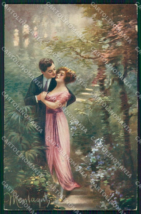 Artist Signed Montaguti Romantic Couple serie 302 cartolina XP9514 – fronte