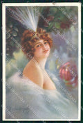 Artist Signed Montaguti Lady serie 295-2 PIEGATA cartolina XP9517 – fronte
