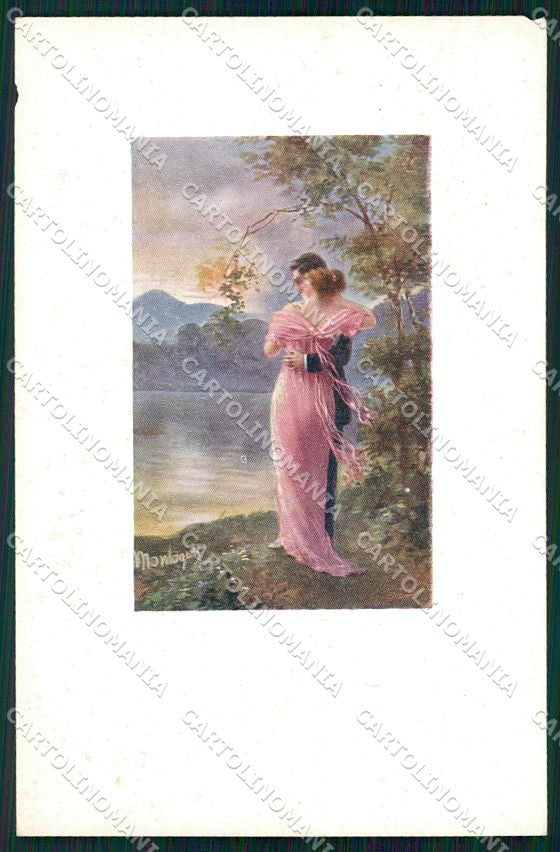 Artist Signed Montaguti Romantic Couple ABRASA cartolina XP9520 – fronte
