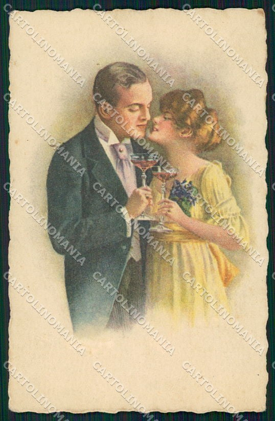 Artist Signed Toasting Romantic Couple serie 6260 cartolina XP9553 – fronte