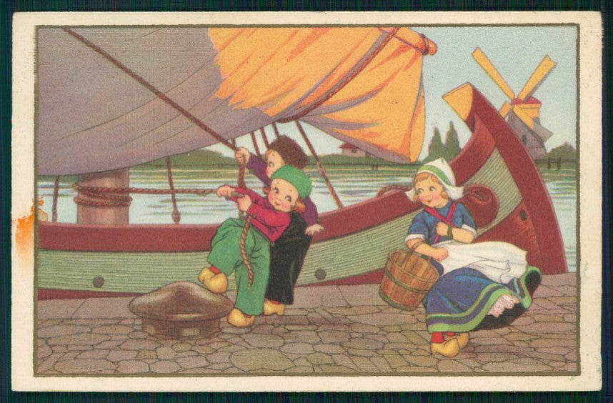 Artist Signed Gobbi Dutch Children serie 2618 cartolina XP9578 – fronte