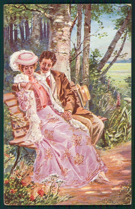 Artist Signed H. Gottz Romantic Couple serie 8395 cartolina XP9620 – fronte