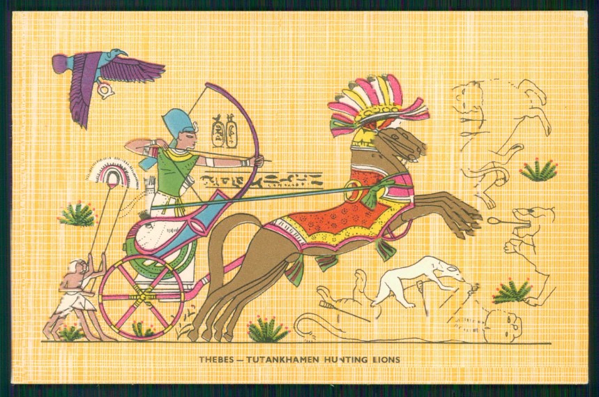 Artist Signed Egypt Thebes Tutankhamen cartolina XP9642 – fronte