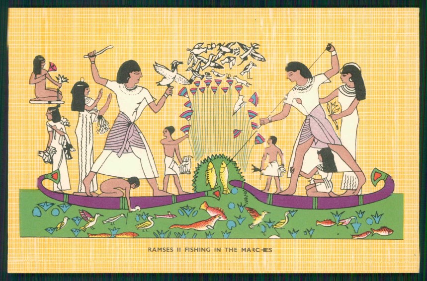 Artist Signed Egypt Ramses II Fishing cartolina XP9645 – fronte