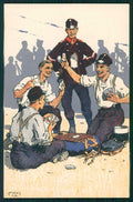 Artist Signed Moos Playing Cards Soldiers Zurich 1914 cartolina XP9653 – fronte