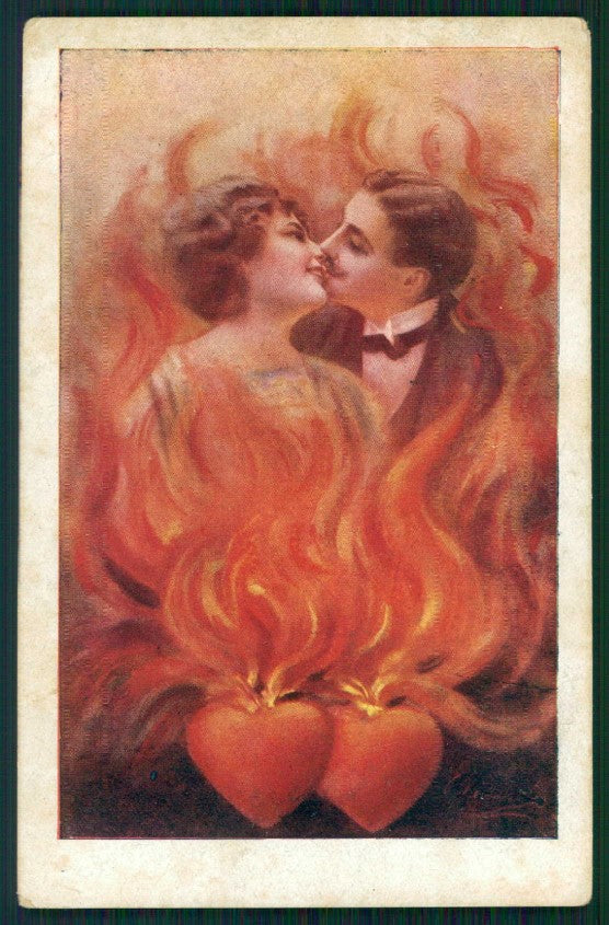 Artist Signed Villa Villani Romantic Couple serie 7034 cartolina XP9655 – fronte