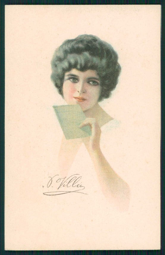 Artist Signed Villa Villani Glamour Fashion Lady serie 7602 cartolina XP9659 – fronte