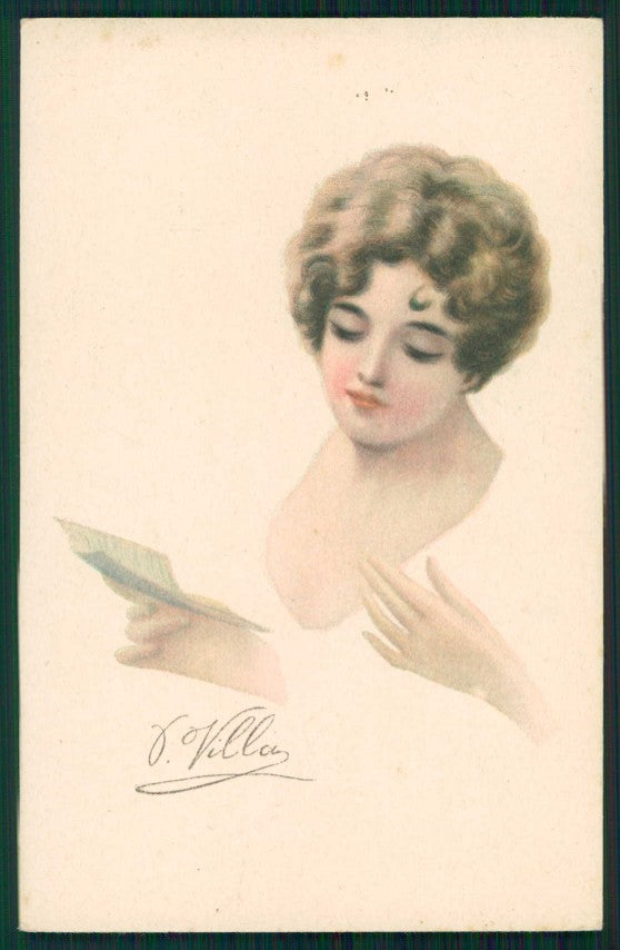 Artist Signed Villa Villani Glamour Fashion Lady serie 7602 cartolina XP9661 – fronte