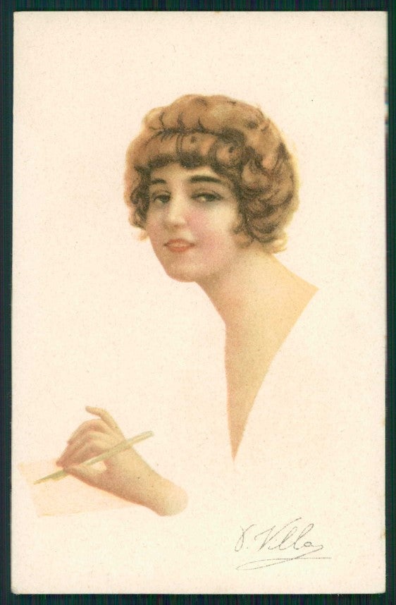 Artist Signed Villa Villani Glamour Fashion Lady serie 7602 cartolina XP9663 – fronte