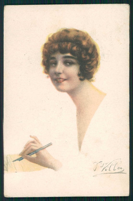 Artist Signed Villa Villani Glamour Fashion Lady serie 7602 cartolina XP9664 – fronte