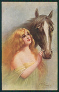 Artist Signed Villa Villani Horse Glamour Lady serie 7006 cartolina XP9668 – fronte
