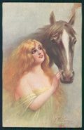 Artist Signed Villa Villani Horse Glamour Lady serie 7006-4 cartolina XP9669 – fronte
