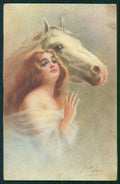 Artist Signed Villa Villani Horse Glamour Lady serie 7006-1 cartolina XP9672 – fronte