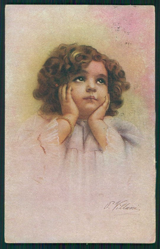 Artist Signed Villa Villani Girl serie 7020-2 cartolina XP9680 – fronte