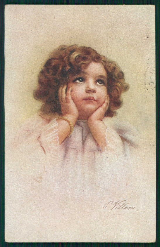 Artist Signed Villa Villani Girl serie 7020-2 cartolina XP9681 – fronte