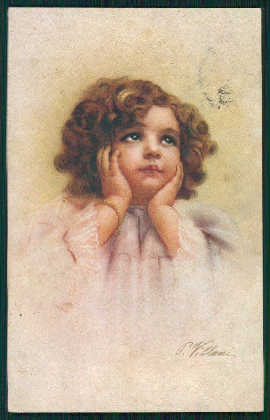 Artist Signed Villa Villani Girl serie 7020-2 cartolina XP9682 – fronte