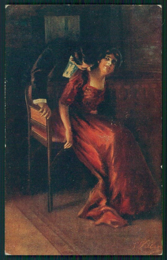 Artist Signed Villa Villani Romantic Couple serie 7035 cartolina XP9690 – fronte