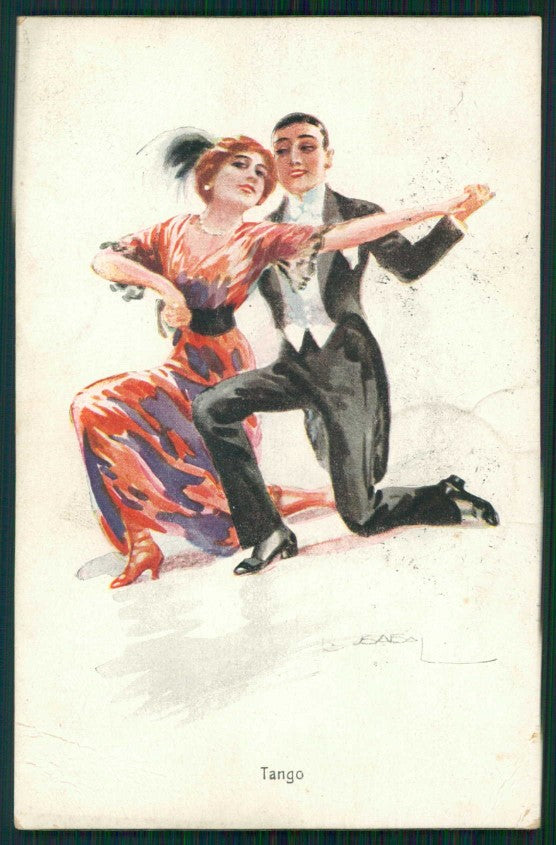 Artist Signed Usabal Tango Dancing Romantic Couple serie 1256 cartolina XP9736 – fronte