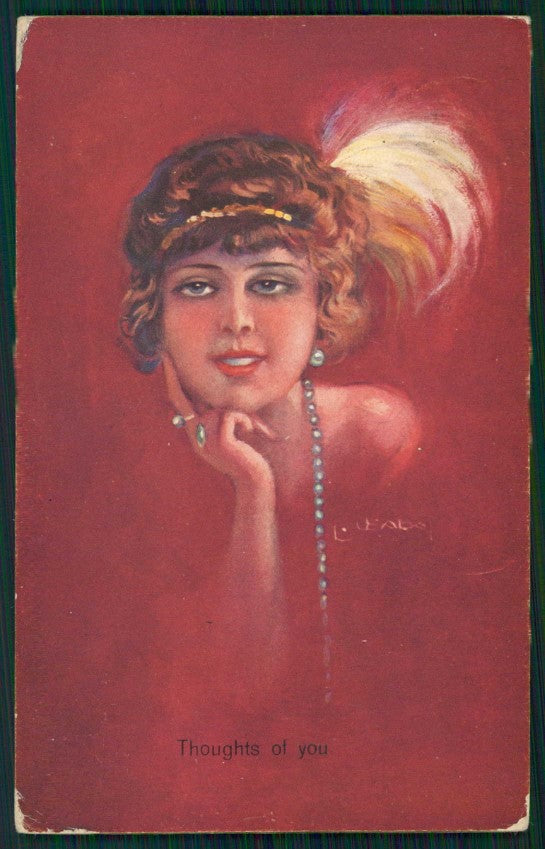 Artist Signed Usabal Glamour Fashion Lady serie 104-2 cartolina XP9744 – fronte