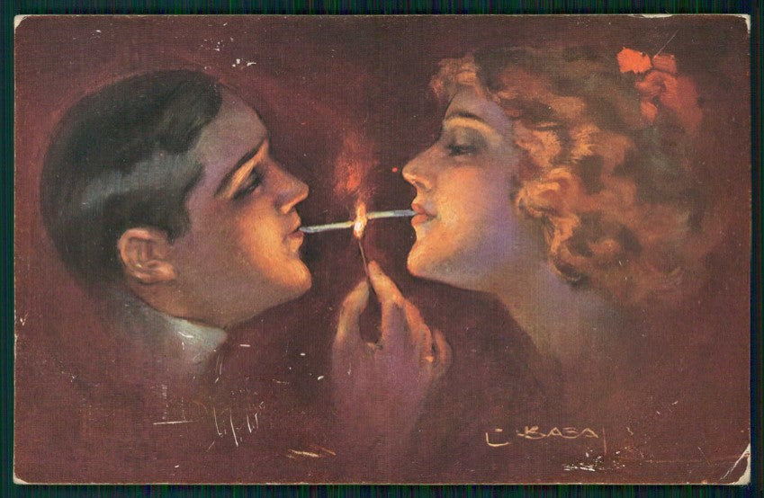Artist Signed Usabal Romantic Couple serie 1245 ABRASA cartolina XP9745 – fronte