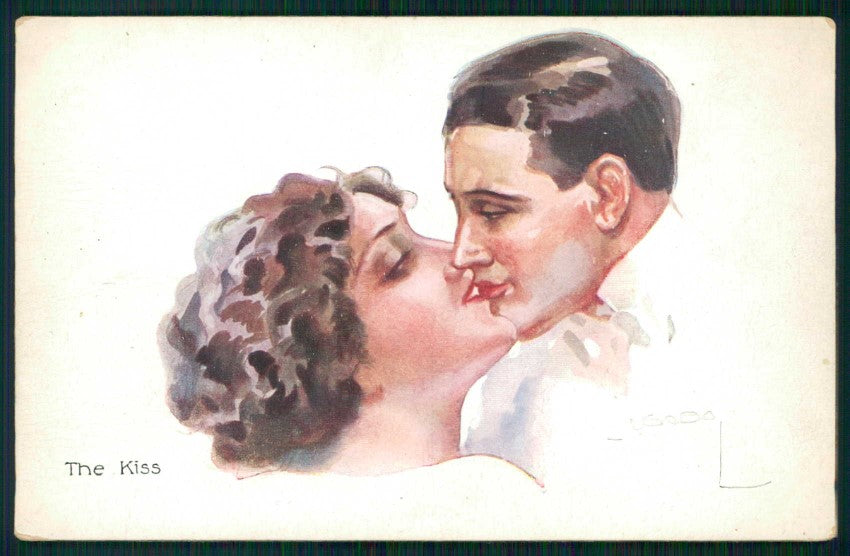 Artist Signed Usabal Kiss Romantic Couple serie 1323 cartolina XP9746 – fronte