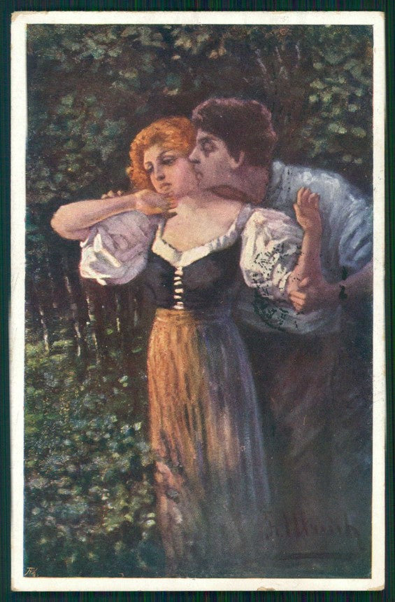 Artist Signed Kiss Romantic Couple B K W I serie 320-4 cartolina XP9755 – fronte