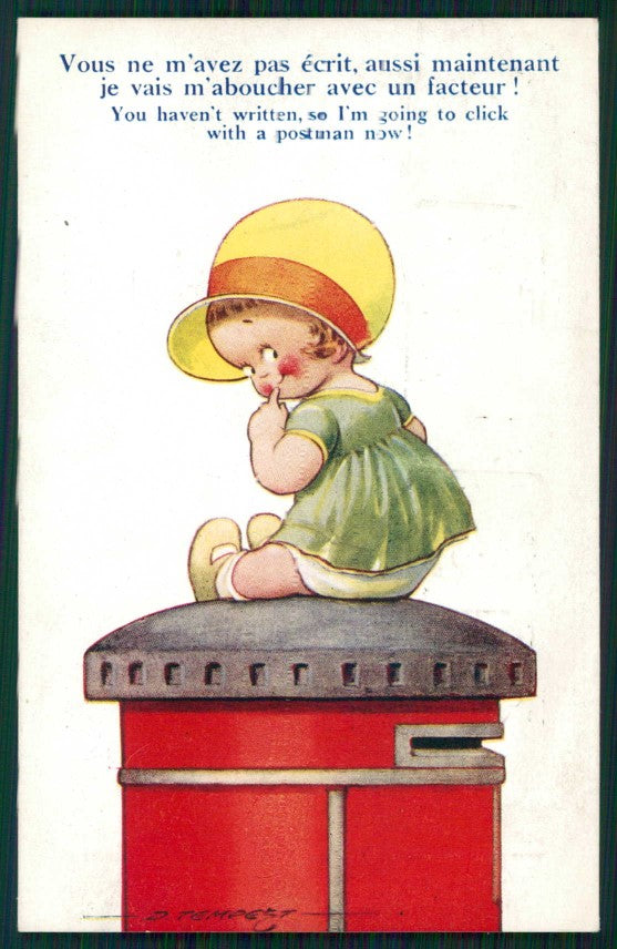 Artist Signed D. Tempest Girl Mail Box serie 338 cartolina XP9771 – fronte