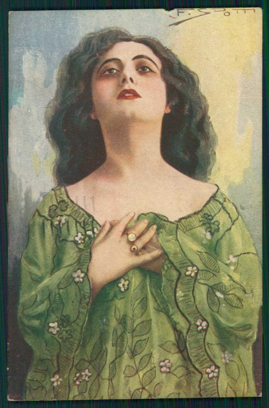 Artist Signed F. Spotti Movie Star Lady ABRASA cartolina XP9776 – fronte