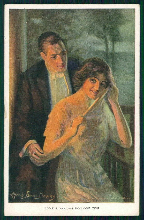 Artist Signed Alfred Dewey Romantic Couple Reinthal serie 457 cartolina XP9777 – fronte