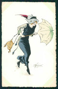 Artist Signed De Prejelan Glamour Lady MM Vienne serie 600 cartolina XP9780 – fronte