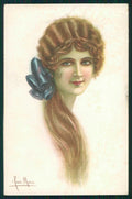 Artist Signed San Marco Glamour Fashion Lady serie 2139 PIEGATA cartolina XP9794 – fronte