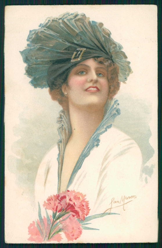 Artist Signed San Marco Glamour Fashion Lady serie 891-4 cartolina XP9796 – fronte