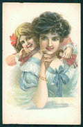 Artist Signed San Marco Glamour Fashion Lady PIEGA cartolina XP9799 – fronte