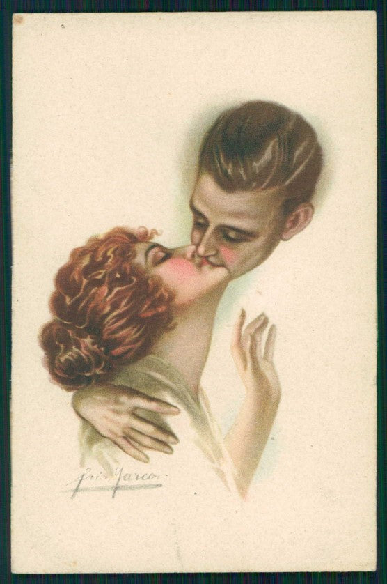 Artist Signed San Marco Kiss Romantic Couple serie 2128 cartolina XP9804 – fronte