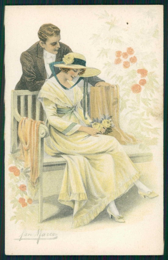 Artist Signed San Marco Romantic Couple serie 2054 PIEGA cartolina XP9806 – fronte
