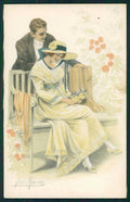 Artist Signed San Marco Romantic Couple serie 2054 PIEGA cartolina XP9806 – fronte