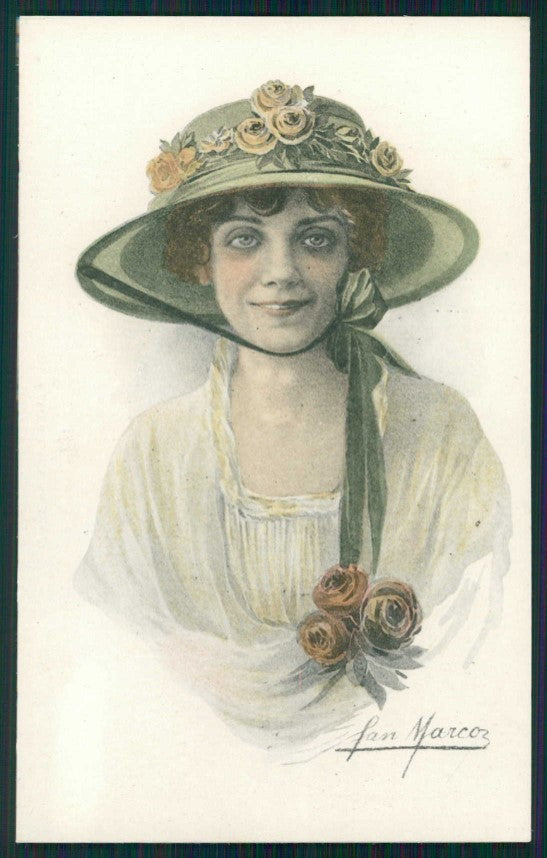 Artist Signed San Marco Kiss Romantic Couple serie 2082 cartolina XP9811 – fronte