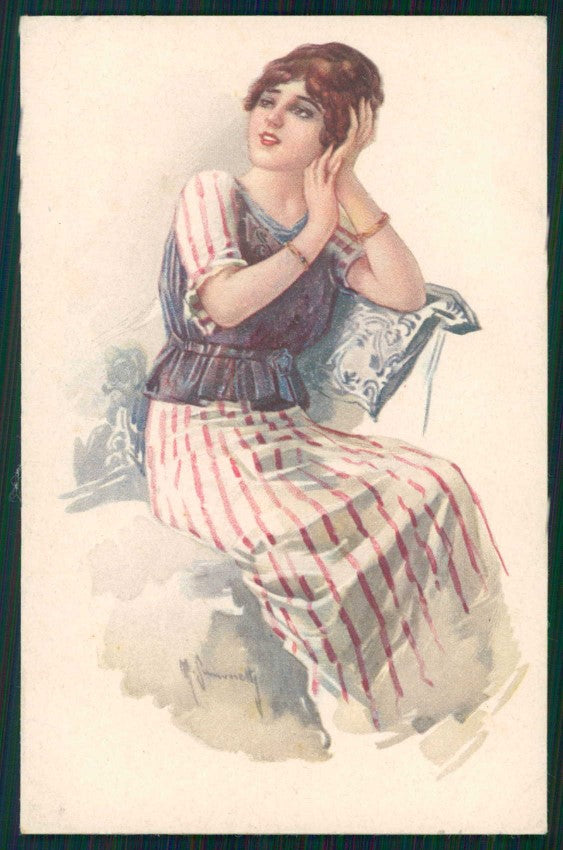 Artist Signed Simonetti Glamour Fashion Lady serie 270-3 cartolina XP9822 – fronte