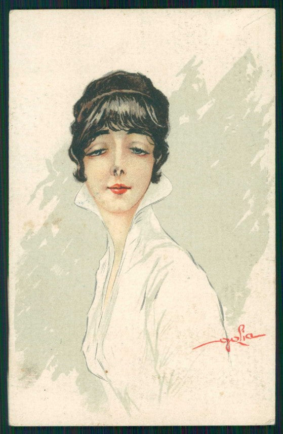 Artist Signed Golia Glamour Fashion Lady 793-4 cartolina XP9848 – fronte