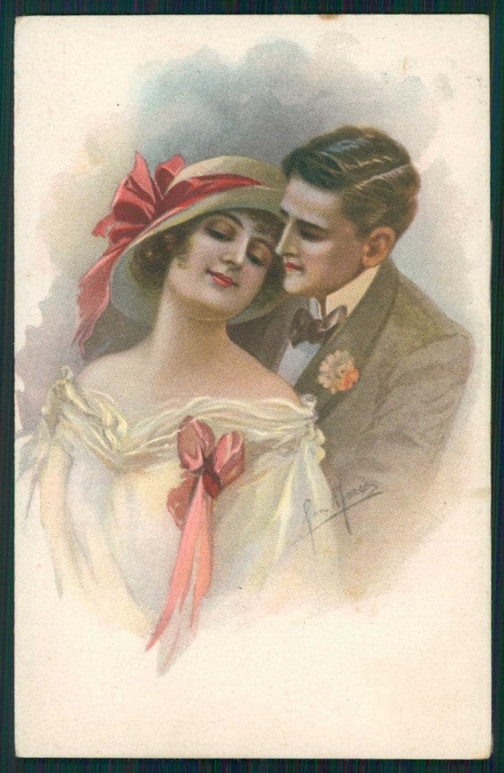 Artist Signed San Marco Romantic Couple serie 2023 cartolina XP9866 – fronte