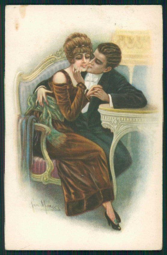 Artist Signed San Marco Romantic Couple serie 2122 cartolina XP9870 – fronte