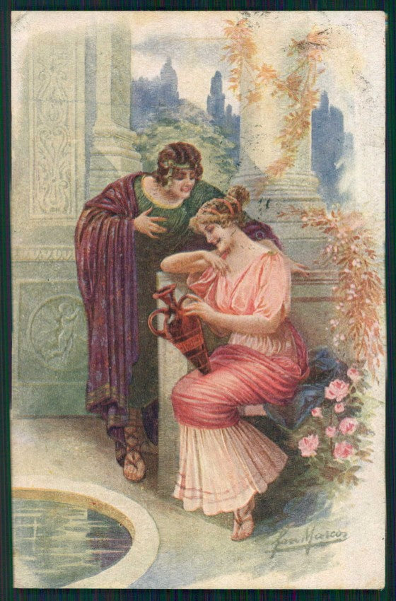 Artist Signed San Marco Romantic Couple serie 677 cartolina XP9871 – fronte
