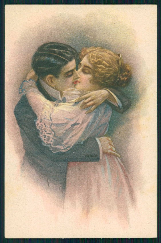 Artist Signed San Marco Kiss Romantic Couple serie 2023 cartolina XP9873 – fronte
