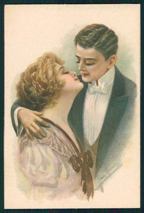 Artist Signed San Marco Kiss Romantic Couple serie 2023 cartolina XP9874 – fronte