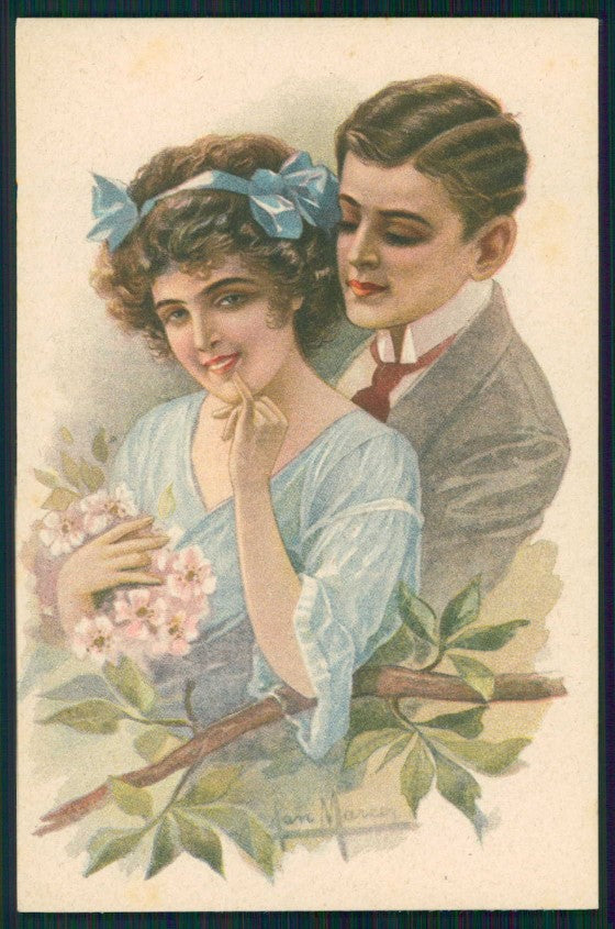 Artist Signed San Marco Romantic Couple serie 2023 cartolina XP9876 – fronte