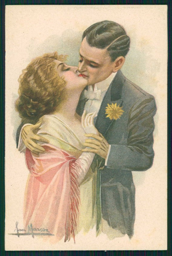 Artist Signed San Marco Kiss Romantic Couple serie 2023 cartolina XP9877 – fronte
