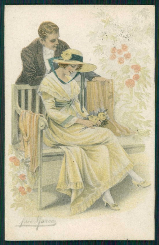 Artist Signed San Marco Romantic Couple serie 2054 cartolina XP9880 – fronte
